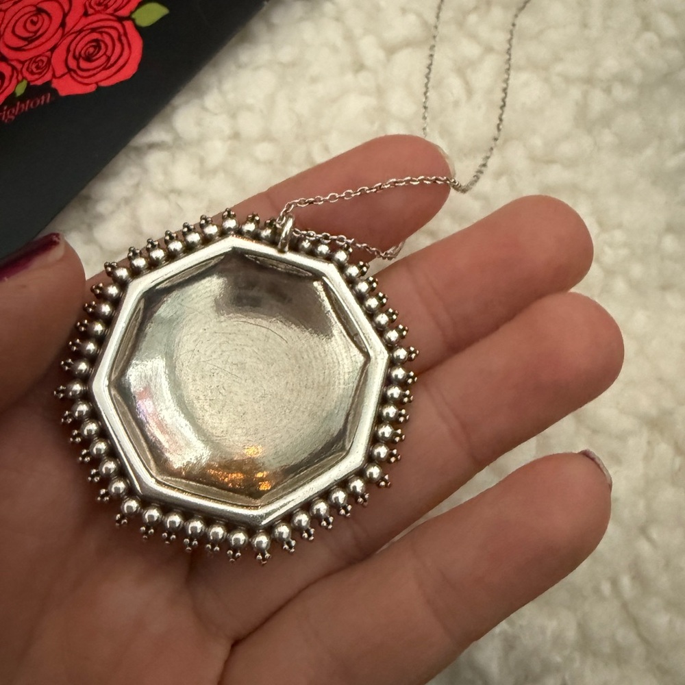 Brighton Silver Hexagon Pendant with Turquoise Accent - Picture 4 of 6